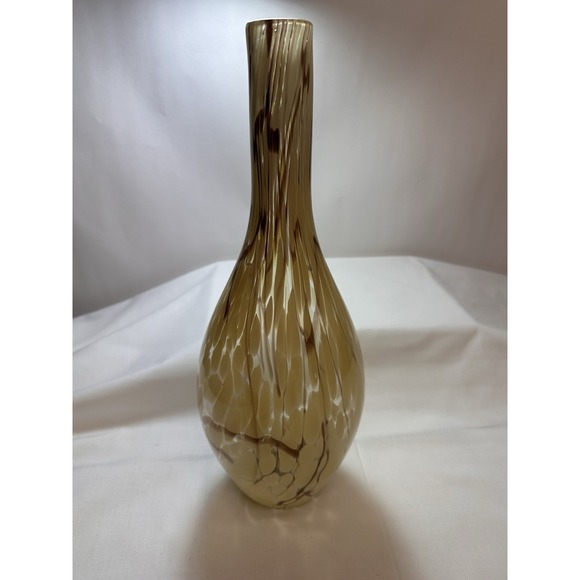 Other - Art Glass Vase 15" Amber Brown Speckled MCM Hand‎ Blown Rolled See Similar Piece